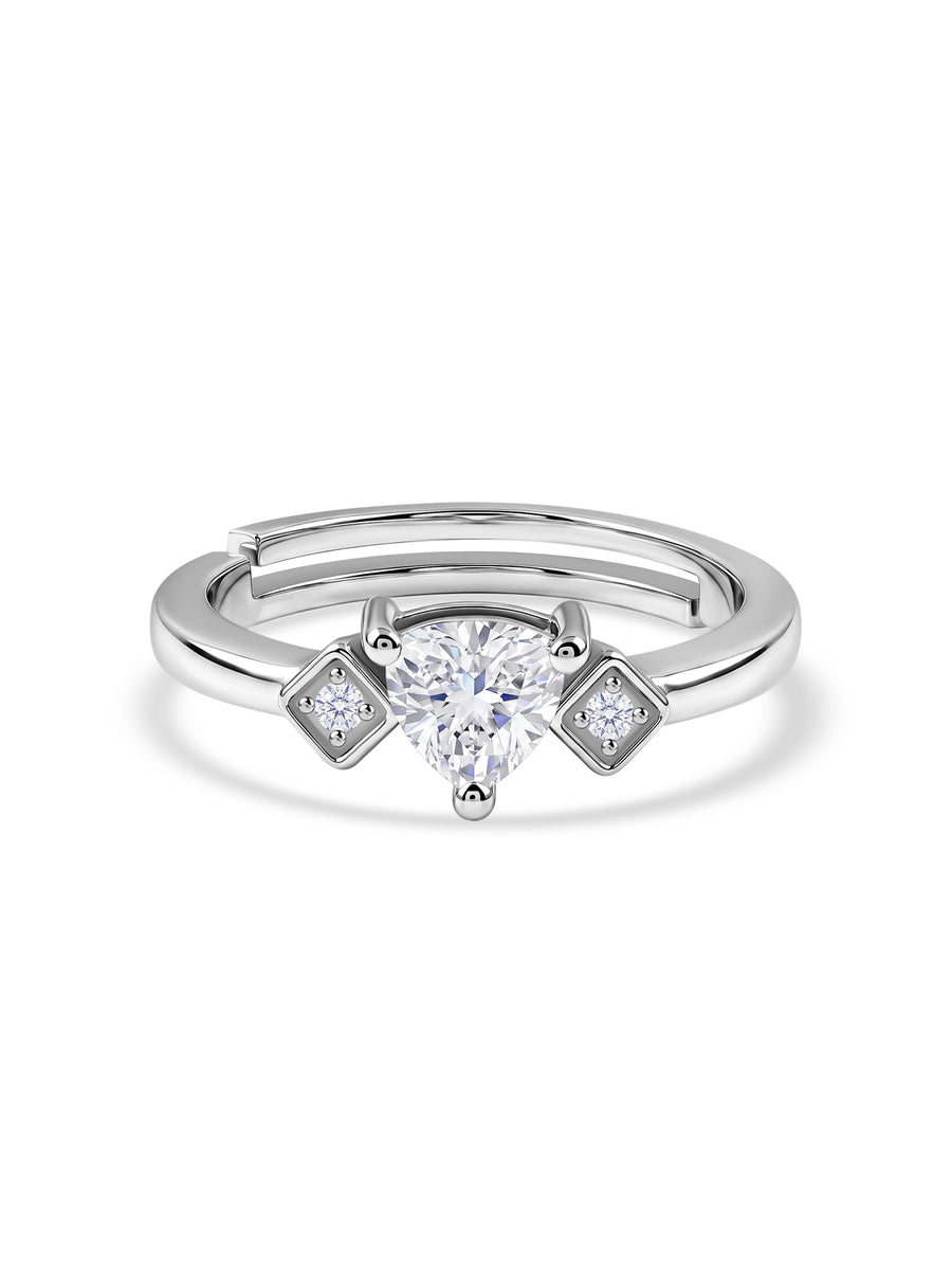 Trillion American Diamond Silver Adjustable Ring for Women