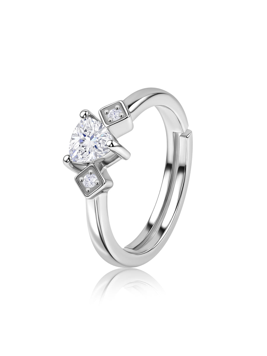 Trillion American Diamond Silver Adjustable Ring for Women