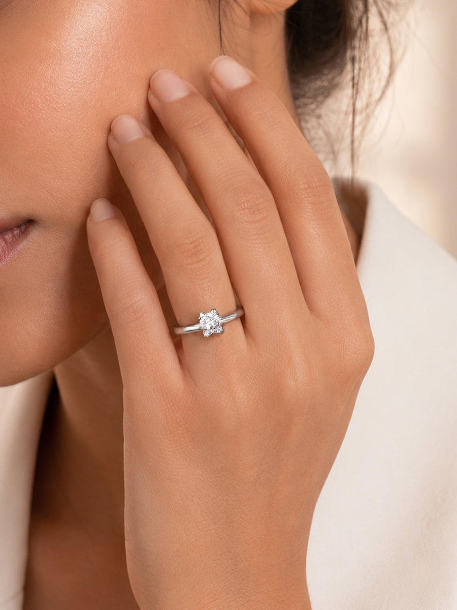 Kitten American Diamond Silver Adjustable Ring for Women