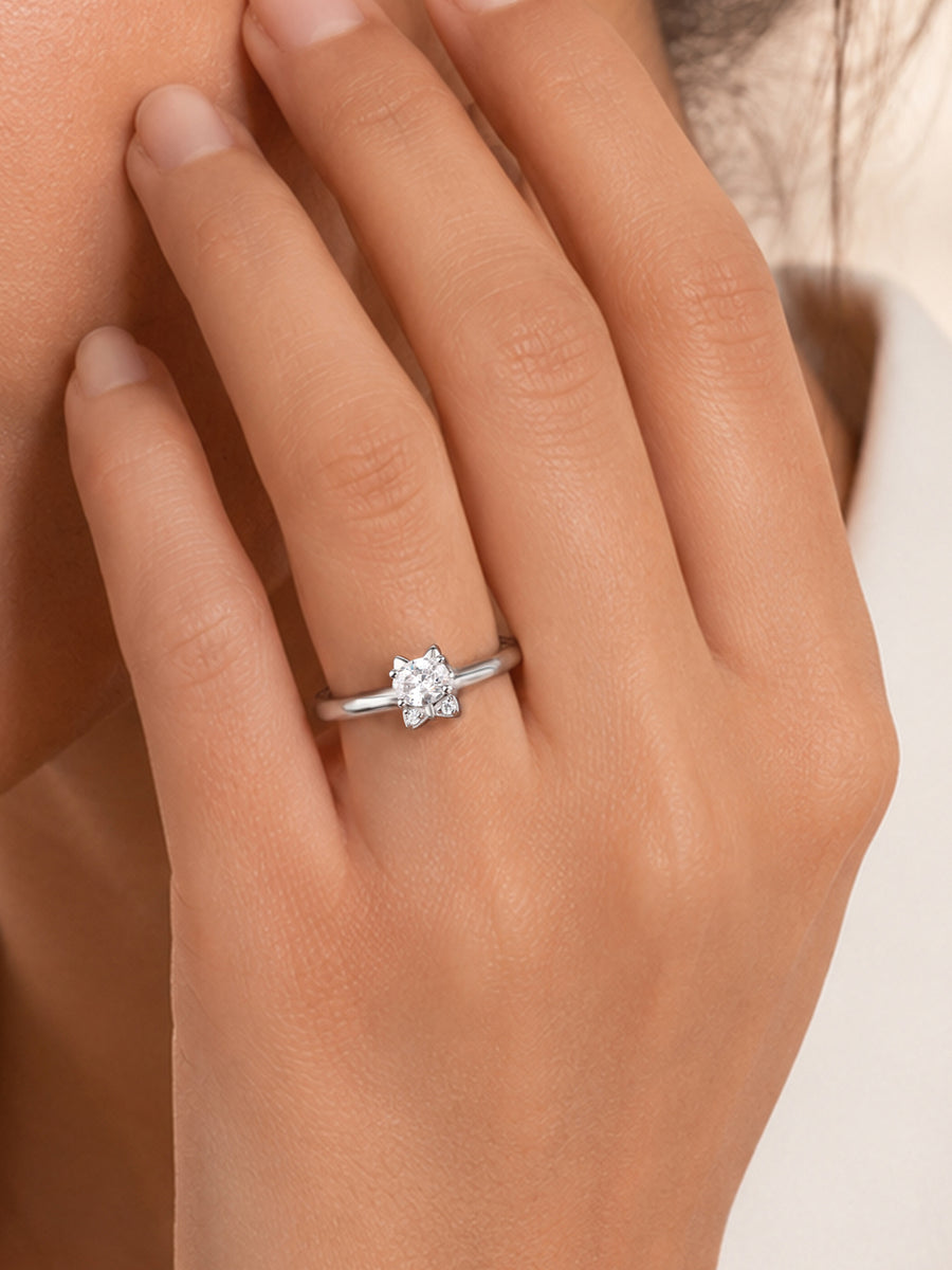 Kitten American Diamond Silver Adjustable Ring for Women
