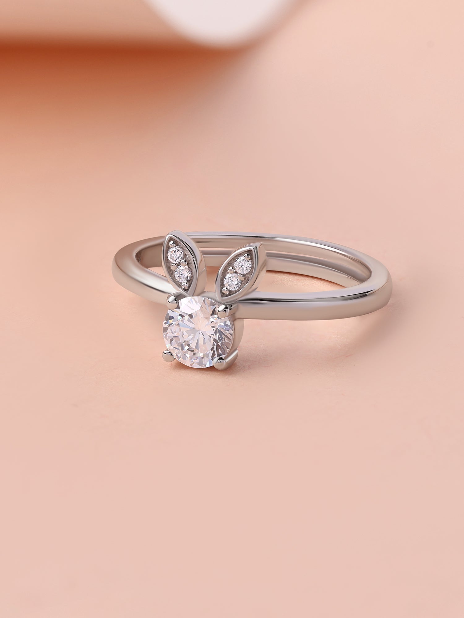 Bunny American Diamond Silver Adjustable Ring for Women