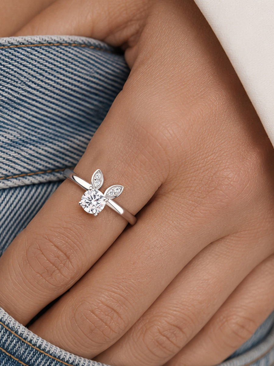 Bunny American Diamond Silver Adjustable Ring for Women