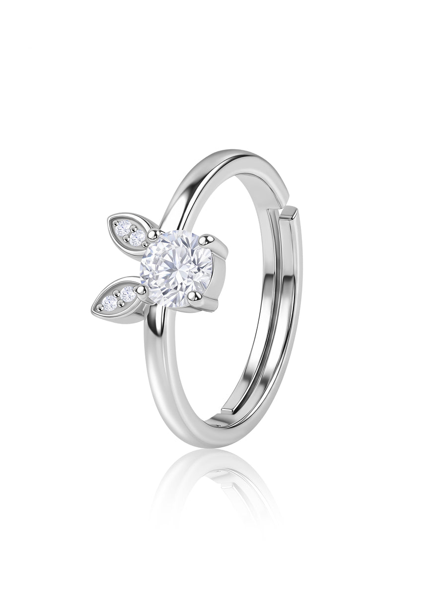 Bunny American Diamond Silver Adjustable Ring for Women