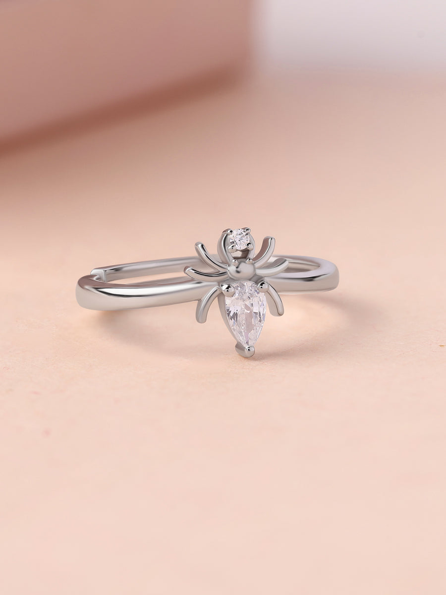 American Diamond Spider Adjustable Silver Ring for Women