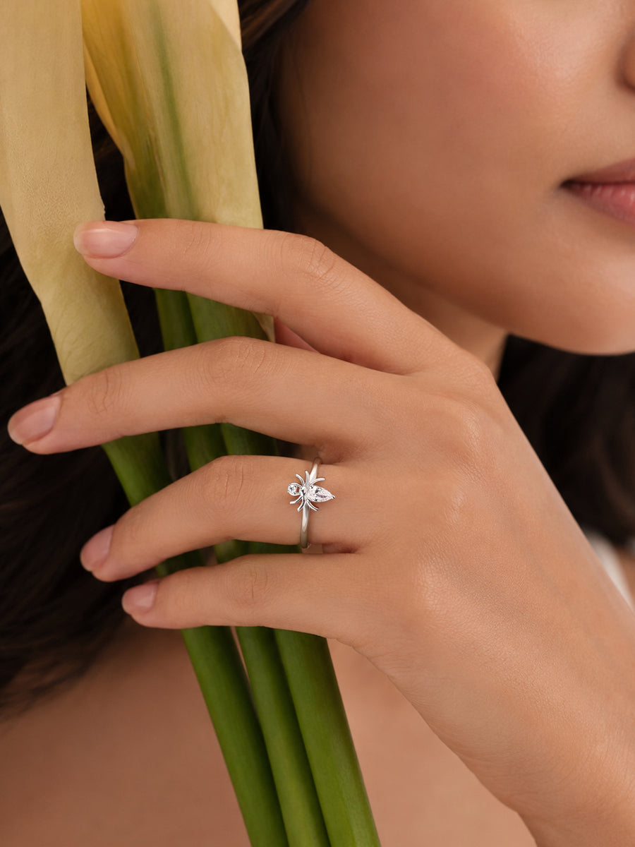 American Diamond Spider Adjustable Silver Ring for Women