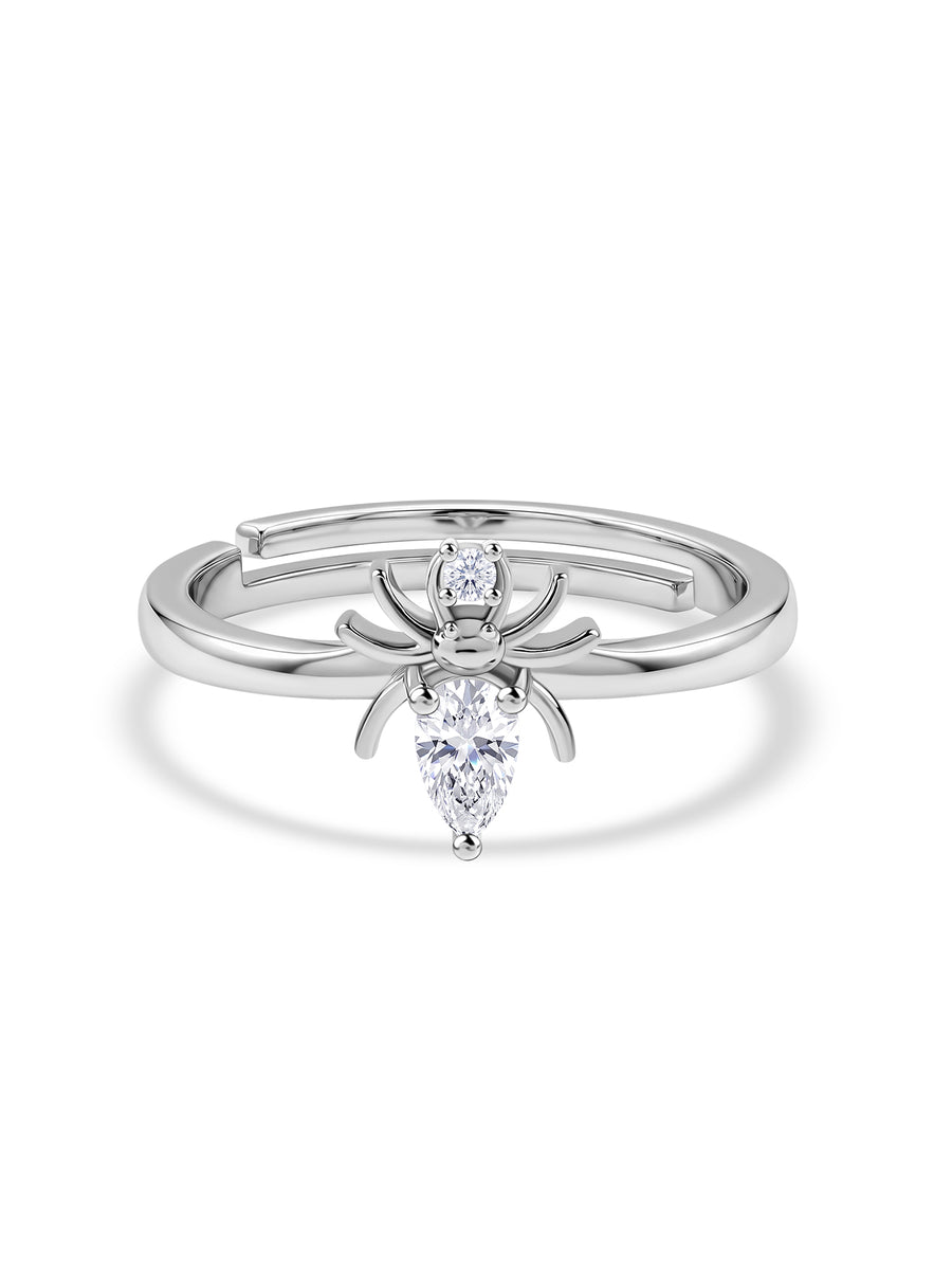 American Diamond Spider Adjustable Silver Ring for Women