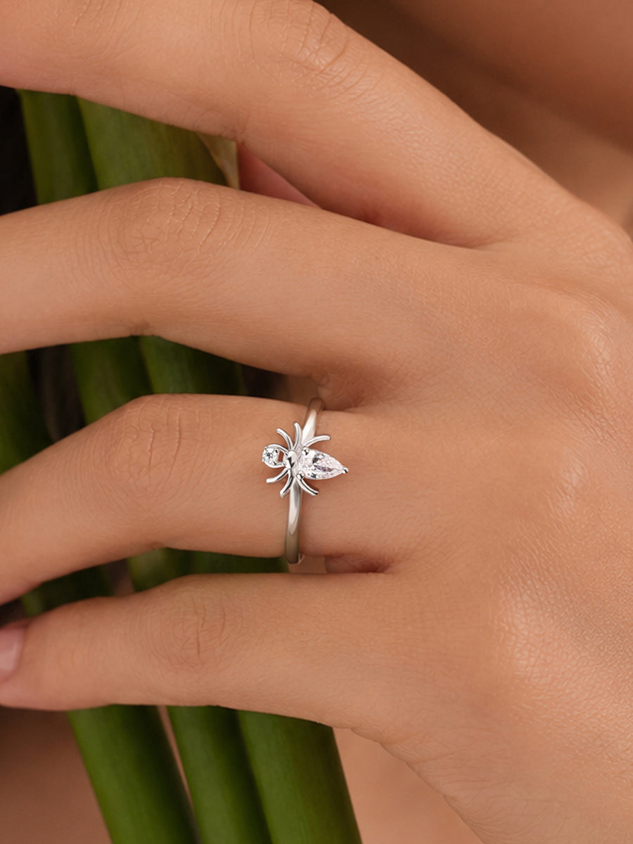 American Diamond Spider Adjustable Silver Ring for Women