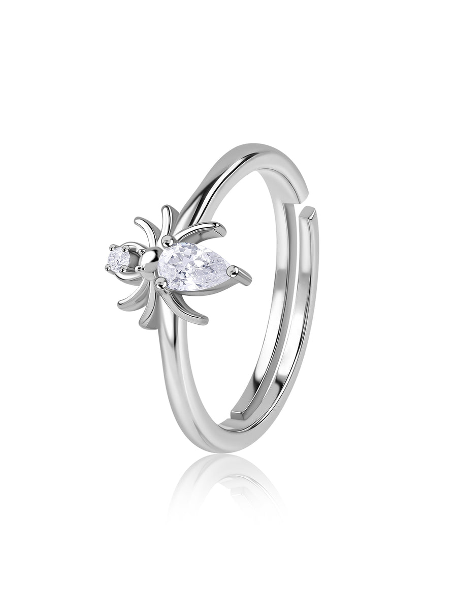 American Diamond Spider Adjustable Silver Ring for Women