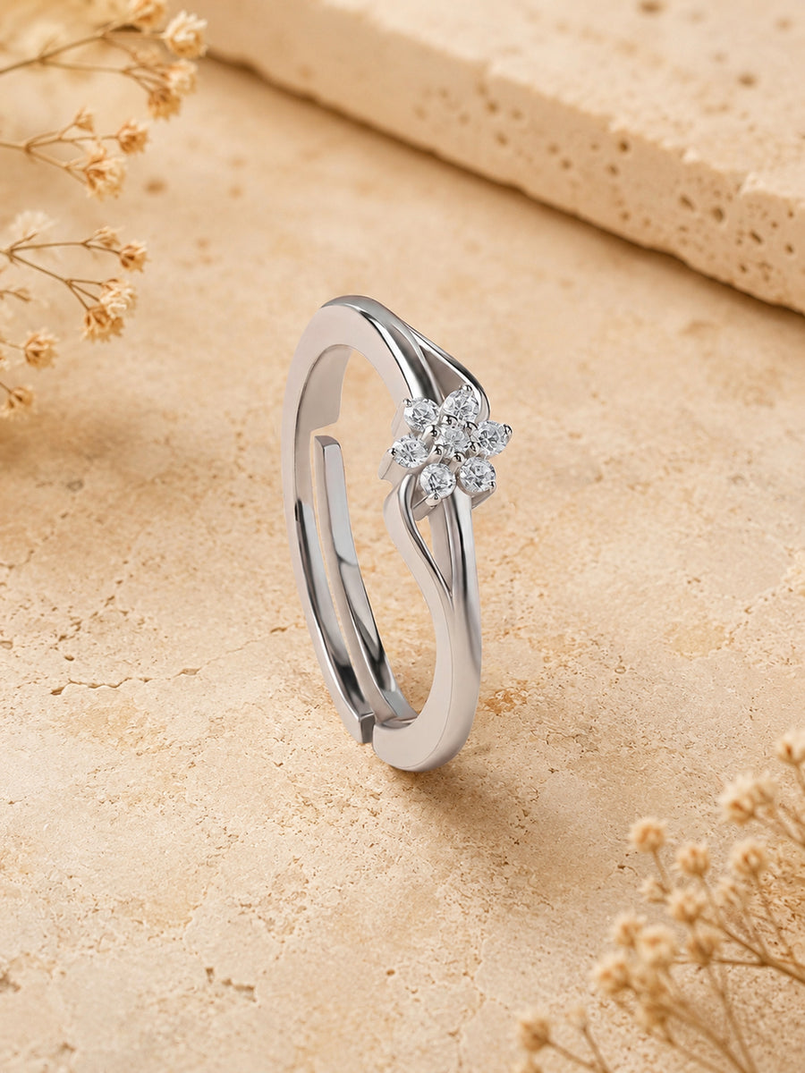 Silver flower ring