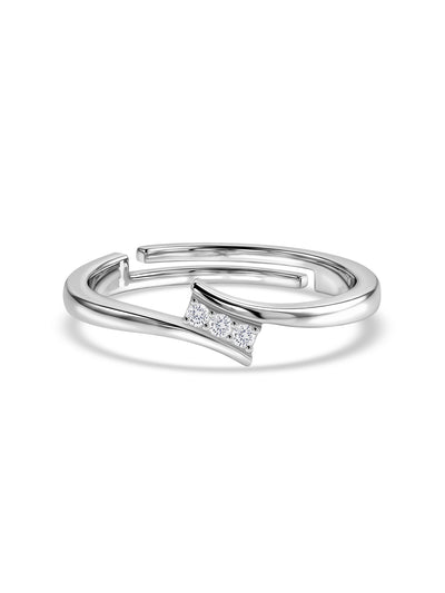 925 Silver American Diamond Trio Adjustable Ring for Women