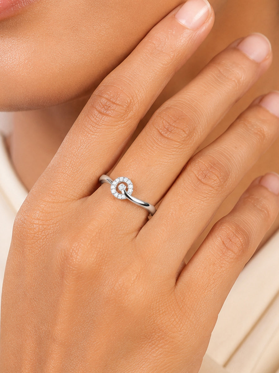 925 Silver American Diamond Swirl Adjustable Ring for Women