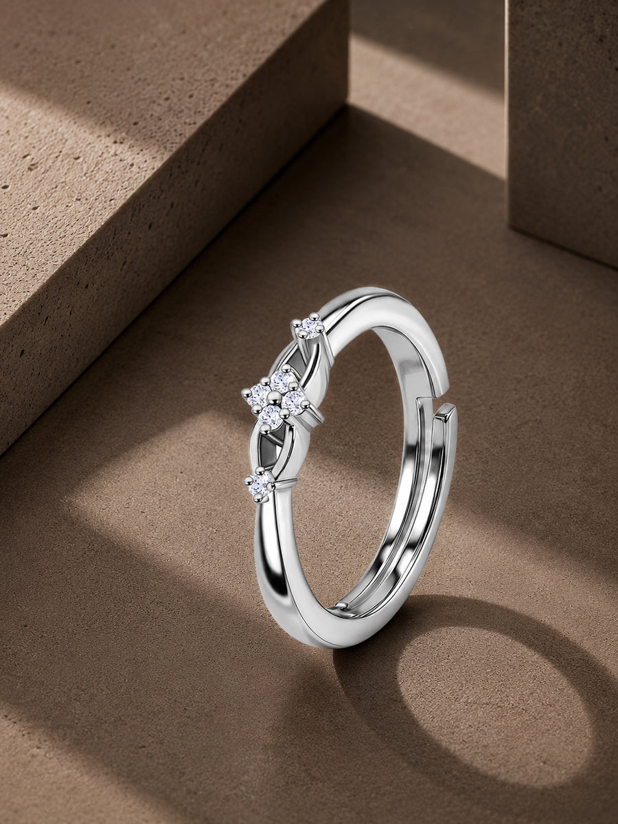 925 Silver American Diamond Infinity Adjustable Ring for Women
