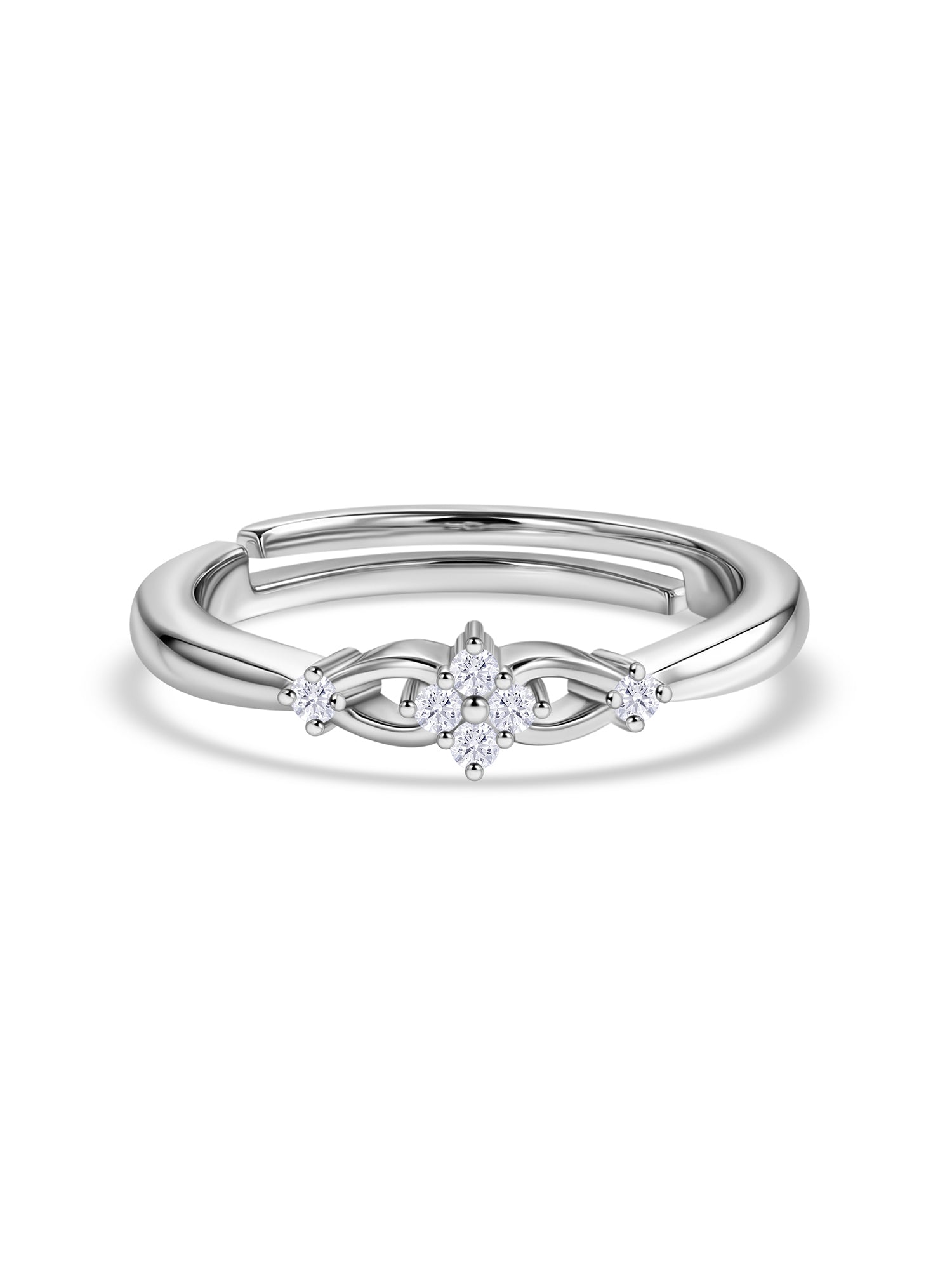 925 Silver American Diamond Infinity Adjustable Ring for Women
