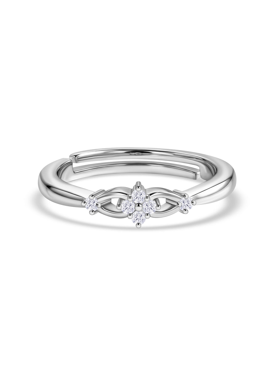 925 Silver American Diamond Infinity Adjustable Ring for Women