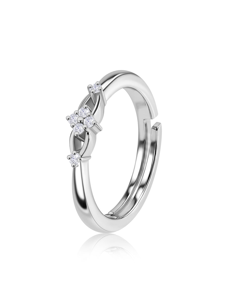 925 Silver American Diamond Infinity Adjustable Ring for Women