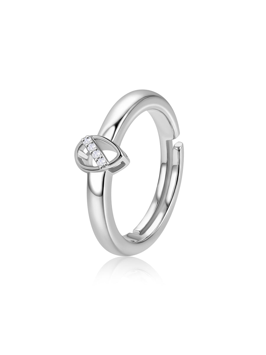 925 Silver American Diamond Teardrop Adjustable Ring for Women