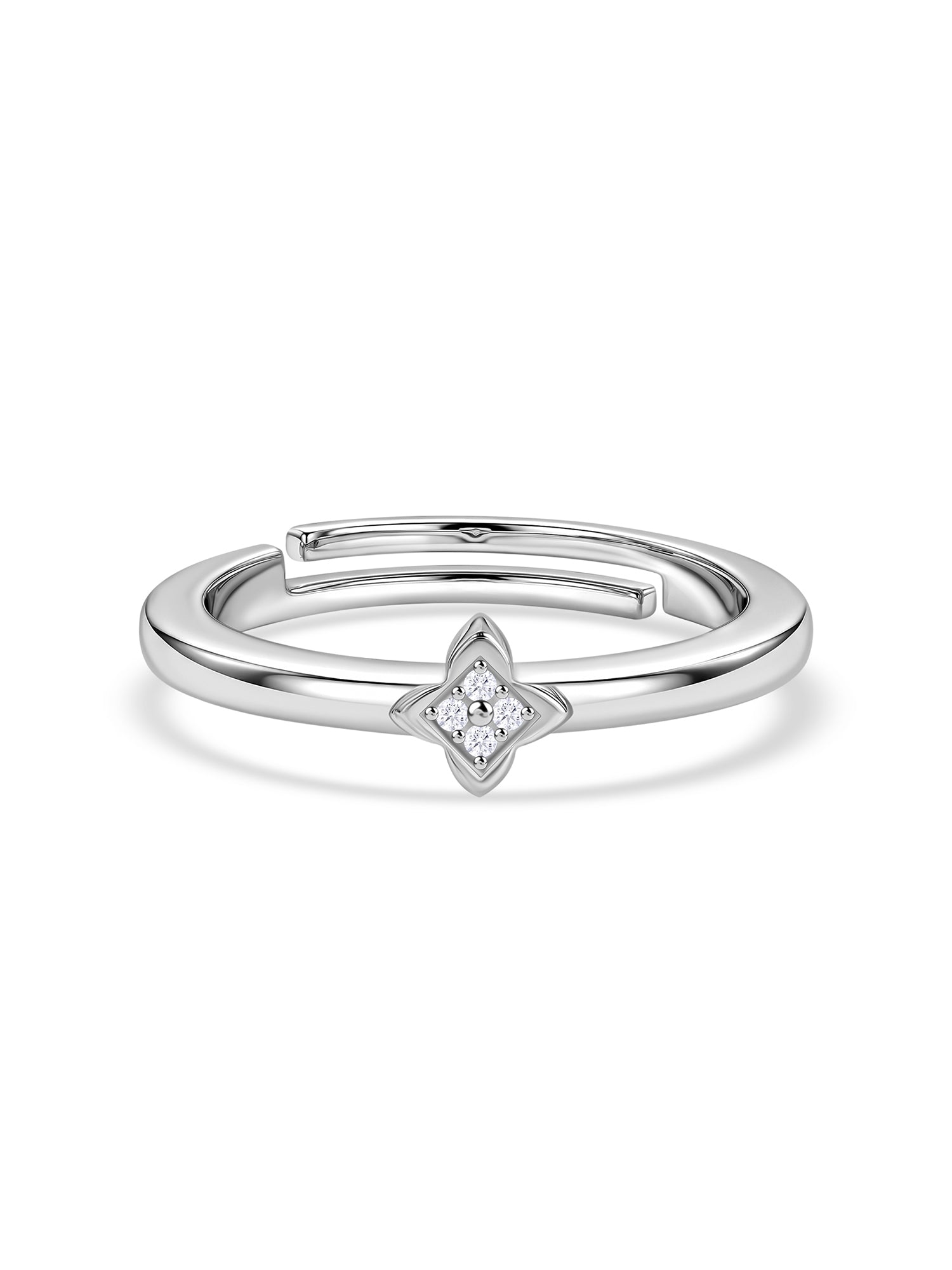 925 Silver American Diamond Petite Kite Adjustable Ring for Women