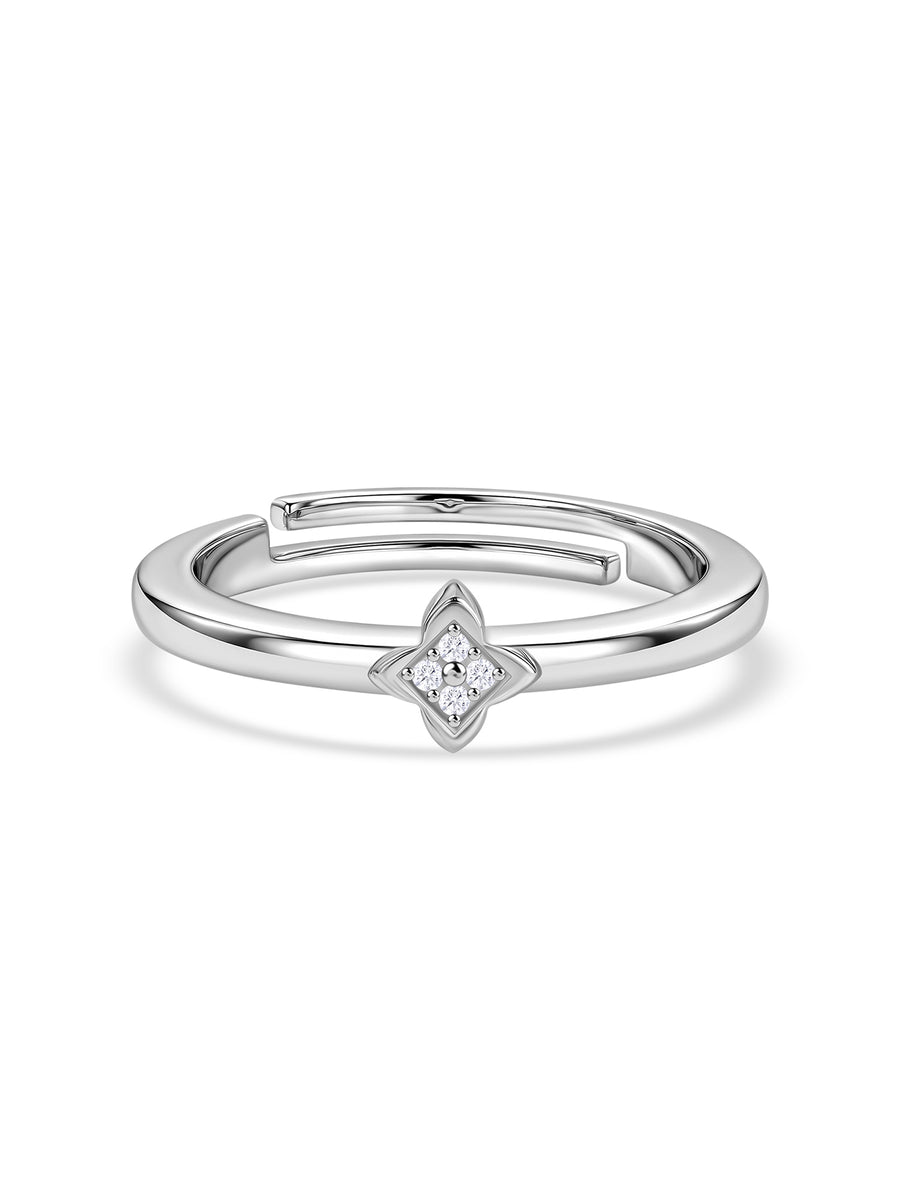 925 Silver American Diamond Petite Kite Adjustable Ring for Women