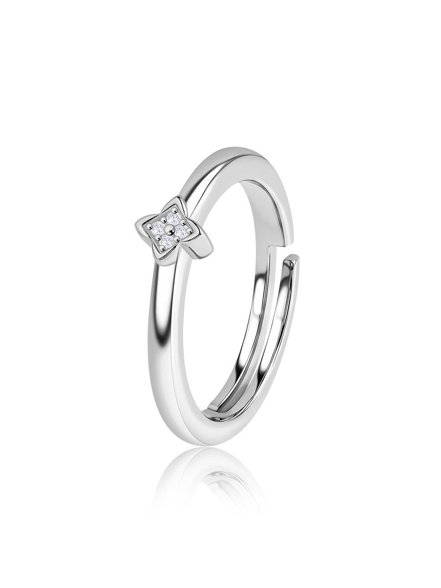 925 Silver American Diamond Petite Kite Adjustable Ring for Women
