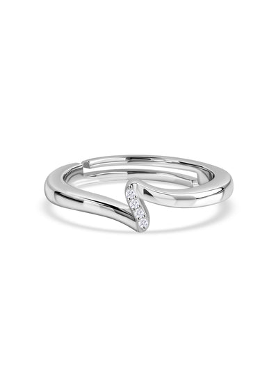 925 Silver American Diamond Wave Adjustable Ring for Women