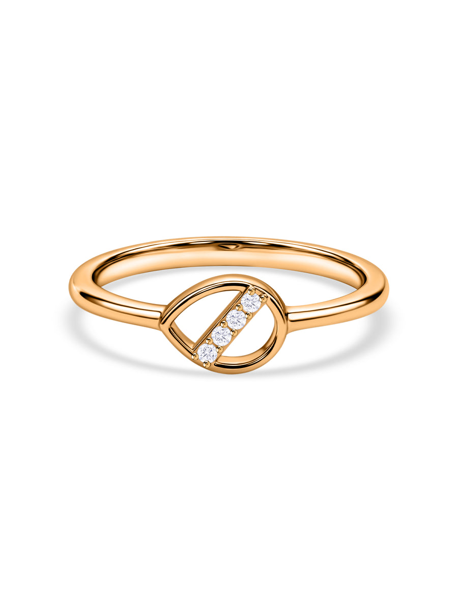 Diagonal Curve Lab Grown Diamond Vermeil Gold Ring