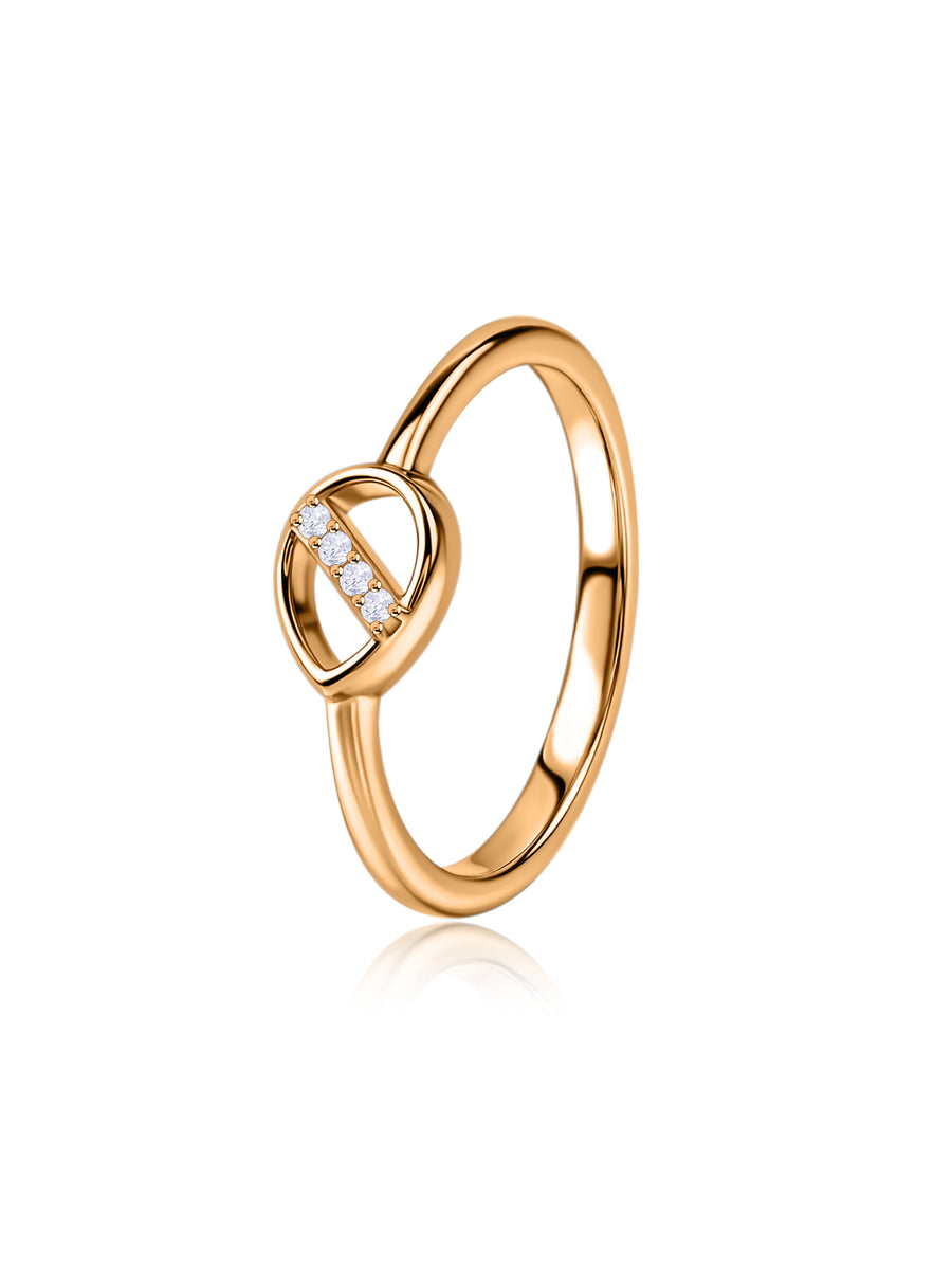 Diagonal Curve Lab Grown Diamond Vermeil Gold Ring