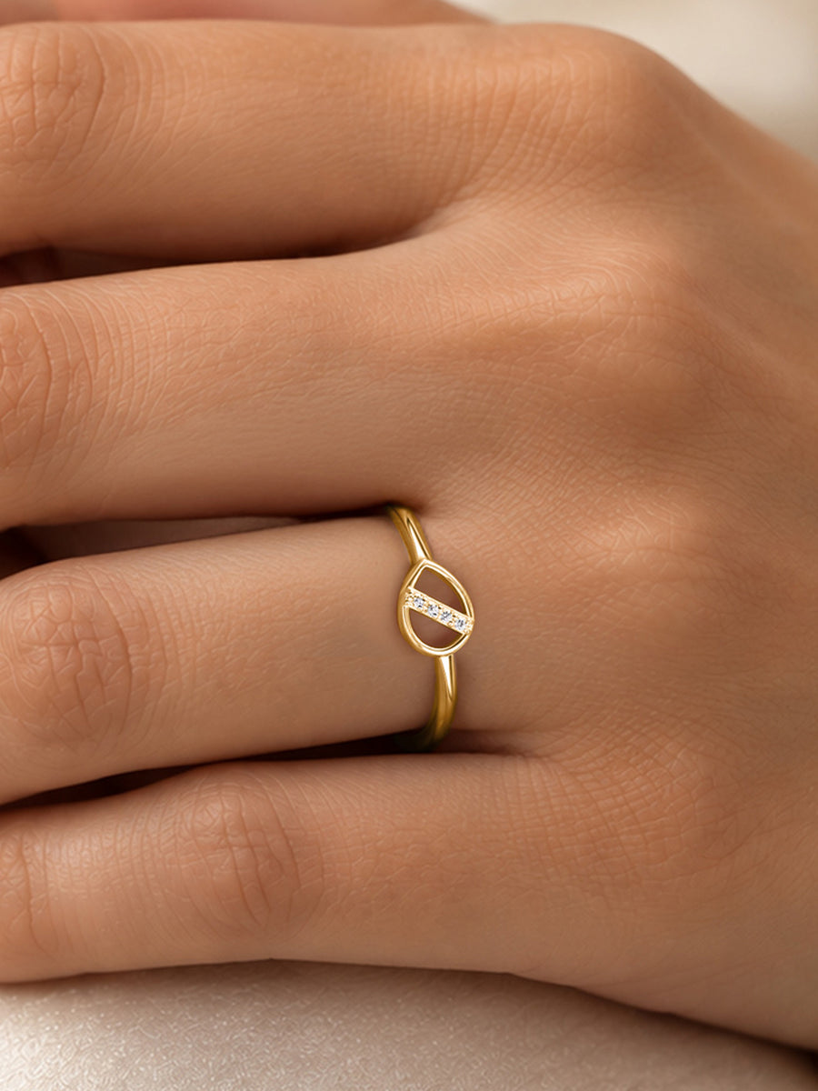 Diagonal Curve Lab Grown Diamond Vermeil Gold Ring