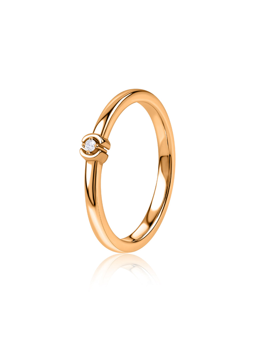Petite Floral Lab Grown Diamond Vermeil Gold Ring
