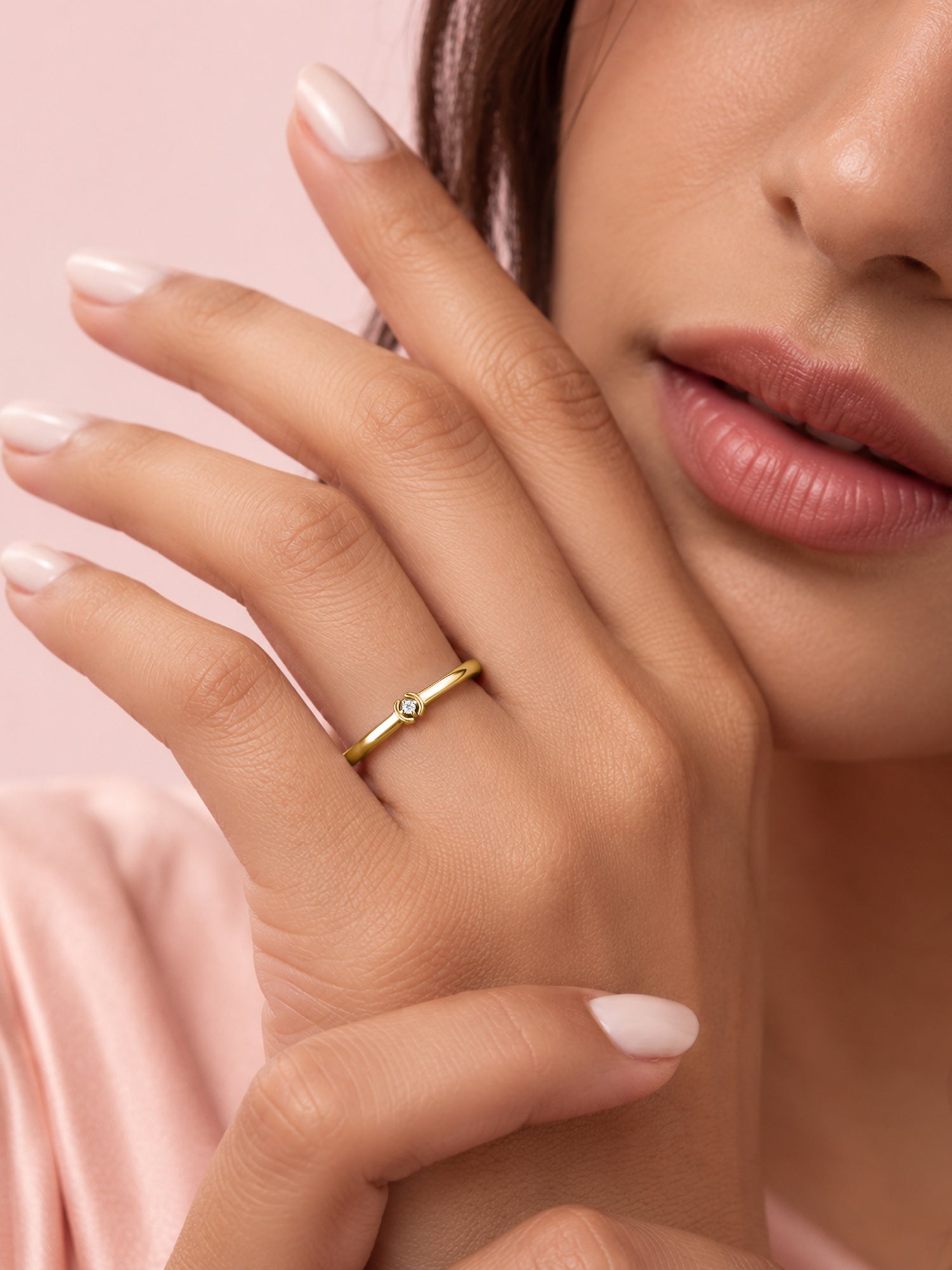 Petite Floral Lab Grown Diamond Vermeil Gold Ring