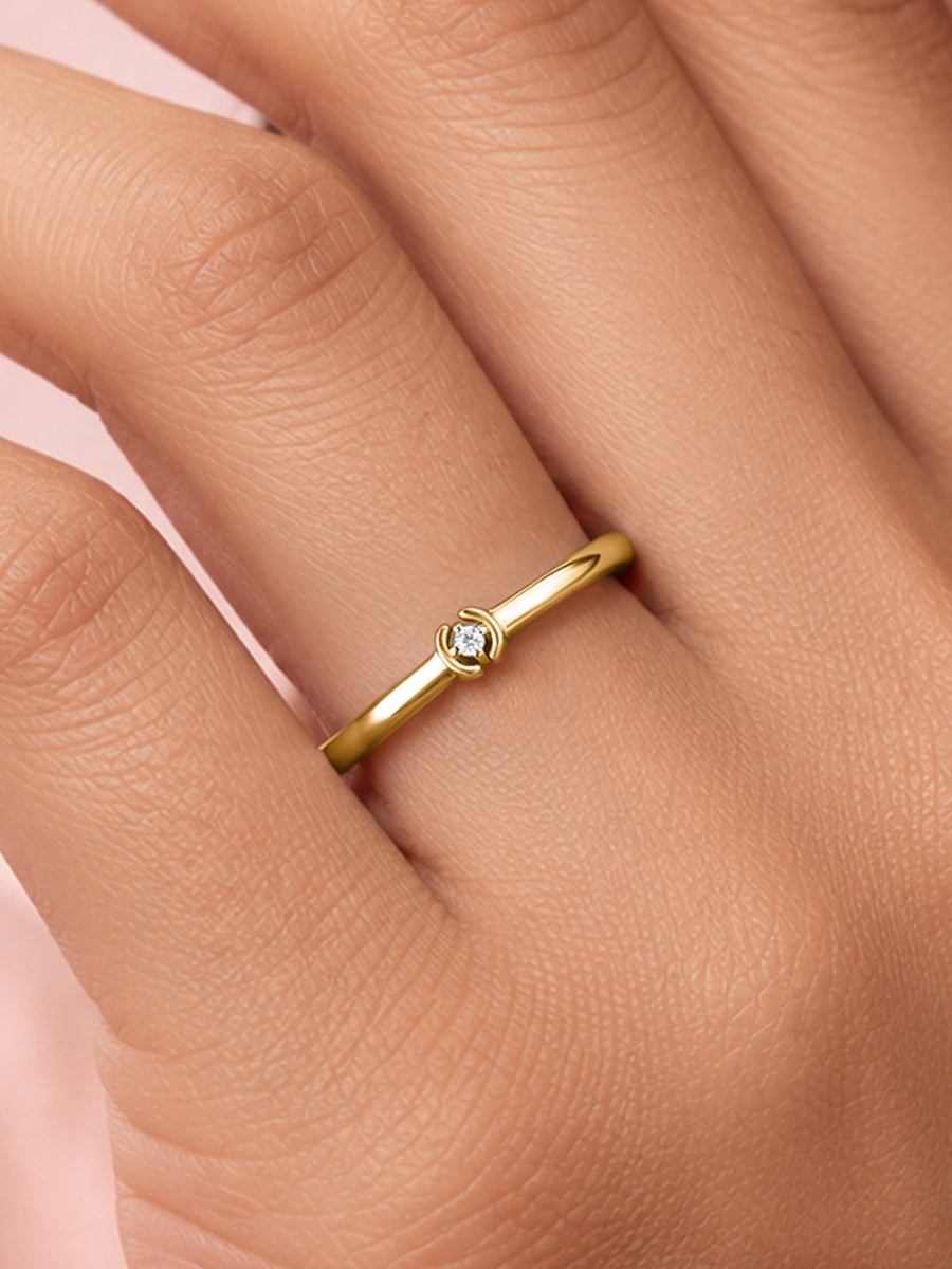 Petite Floral Lab Grown Diamond Vermeil Gold Ring