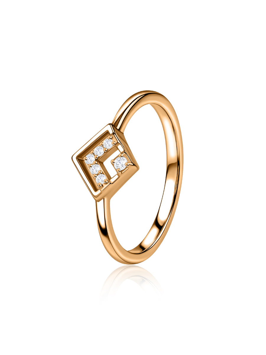 Lab Grown Diamond Geometric Vermeil Gold Ring