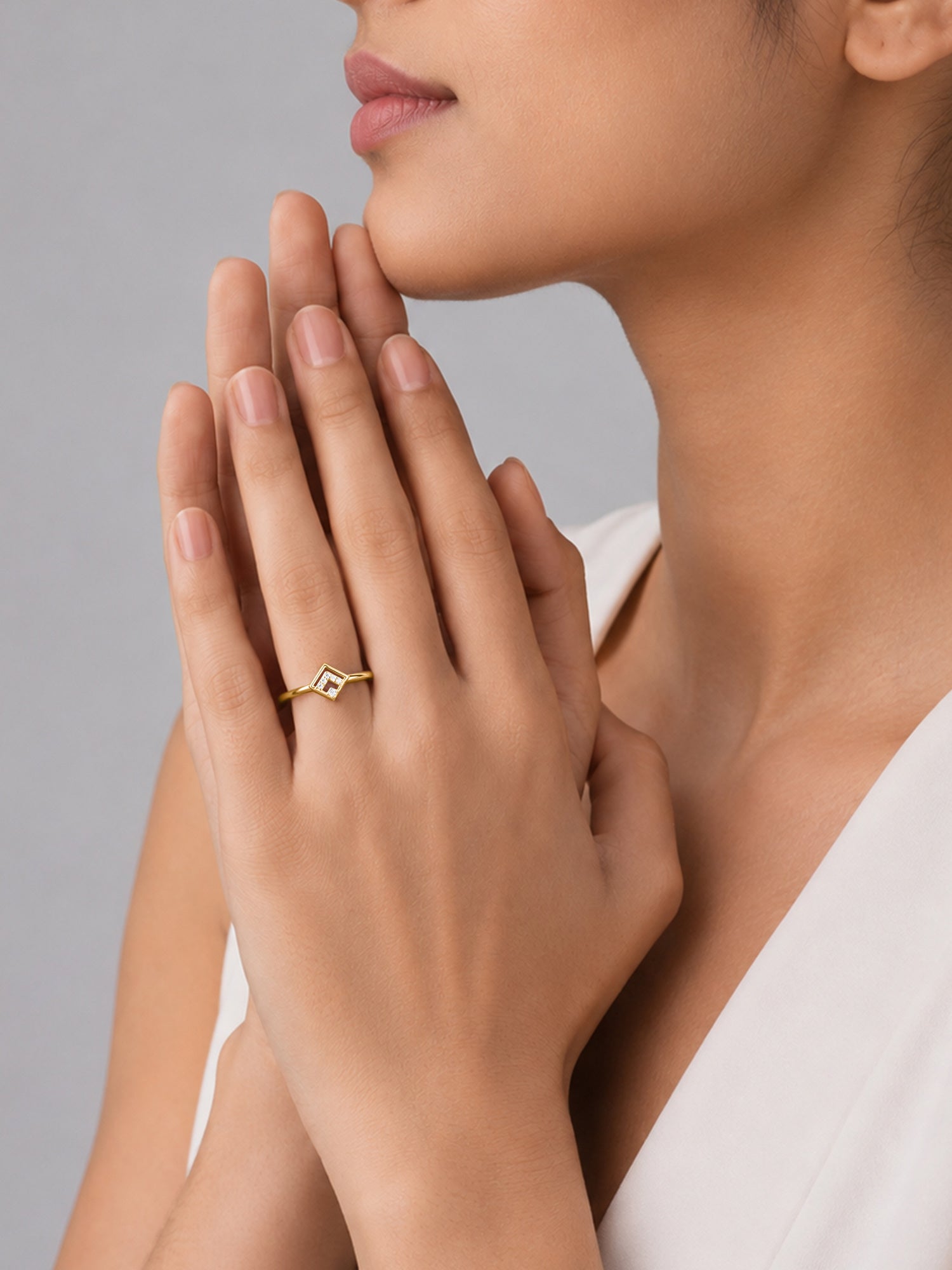 Lab Grown Diamond Geometric Vermeil Gold Ring