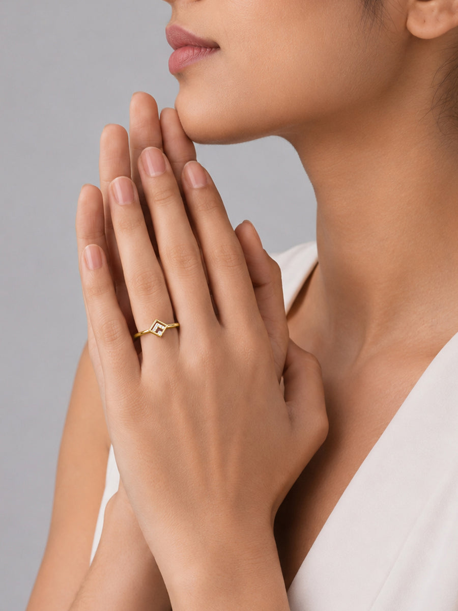 Lab Grown Diamond Geometric Vermeil Gold Ring