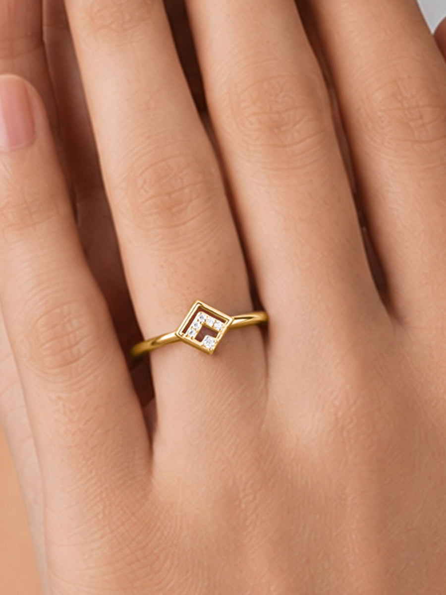 Lab Grown Diamond Geometric Vermeil Gold Ring