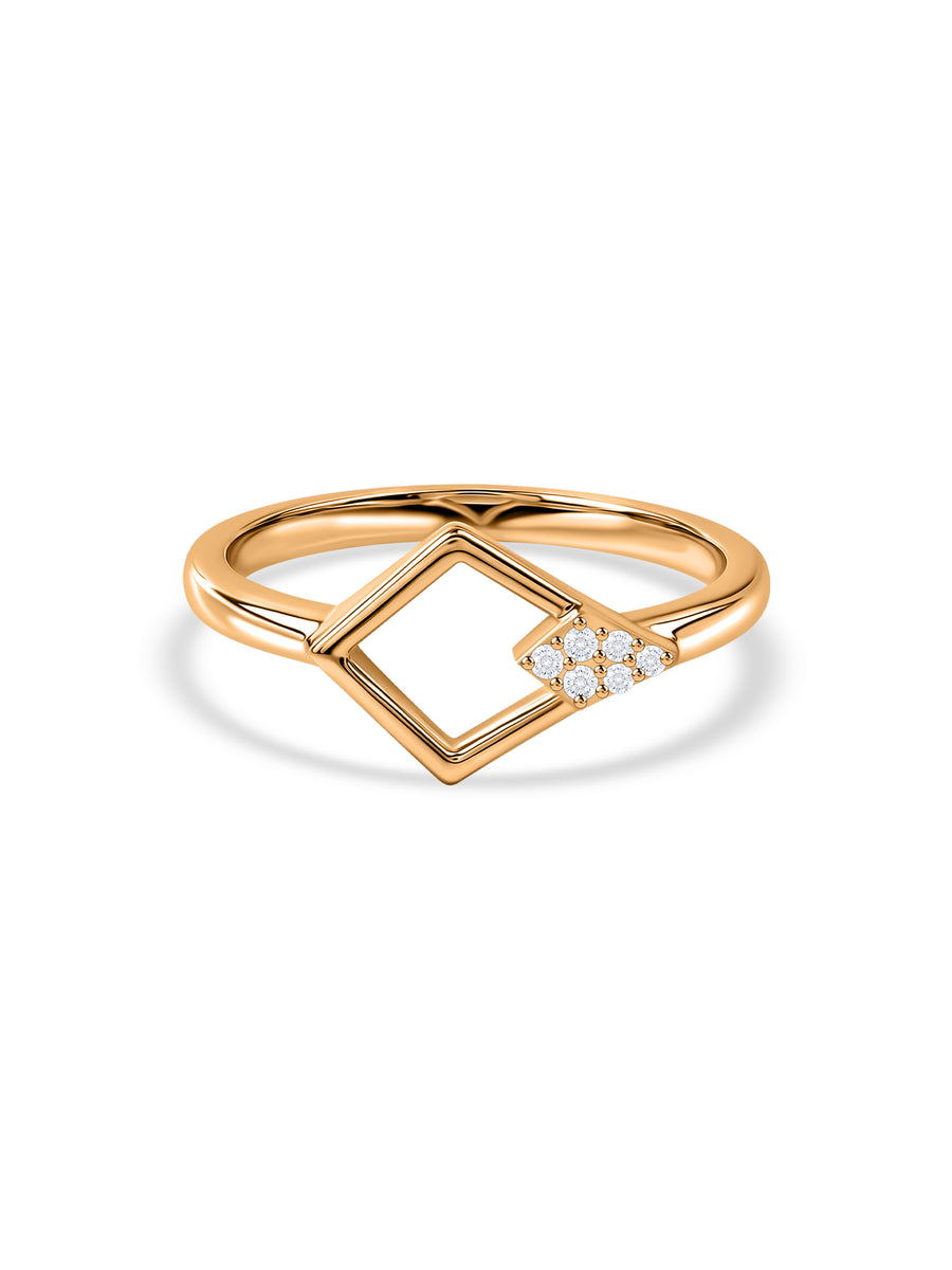 Lab Grown Diamond Open Frame Vermeil Gold Ring