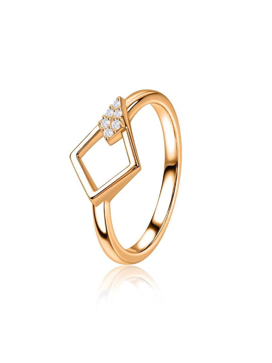 Lab Grown Diamond Open Frame Vermeil Gold Ring