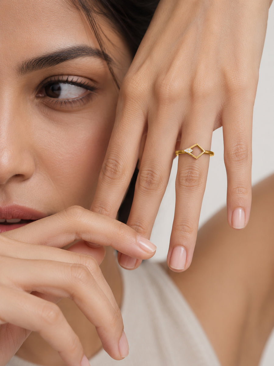 Lab Grown Diamond Open Frame Vermeil Gold Ring