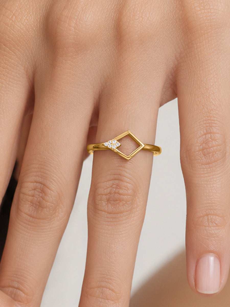 Lab Grown Diamond Open Frame Vermeil Gold Ring