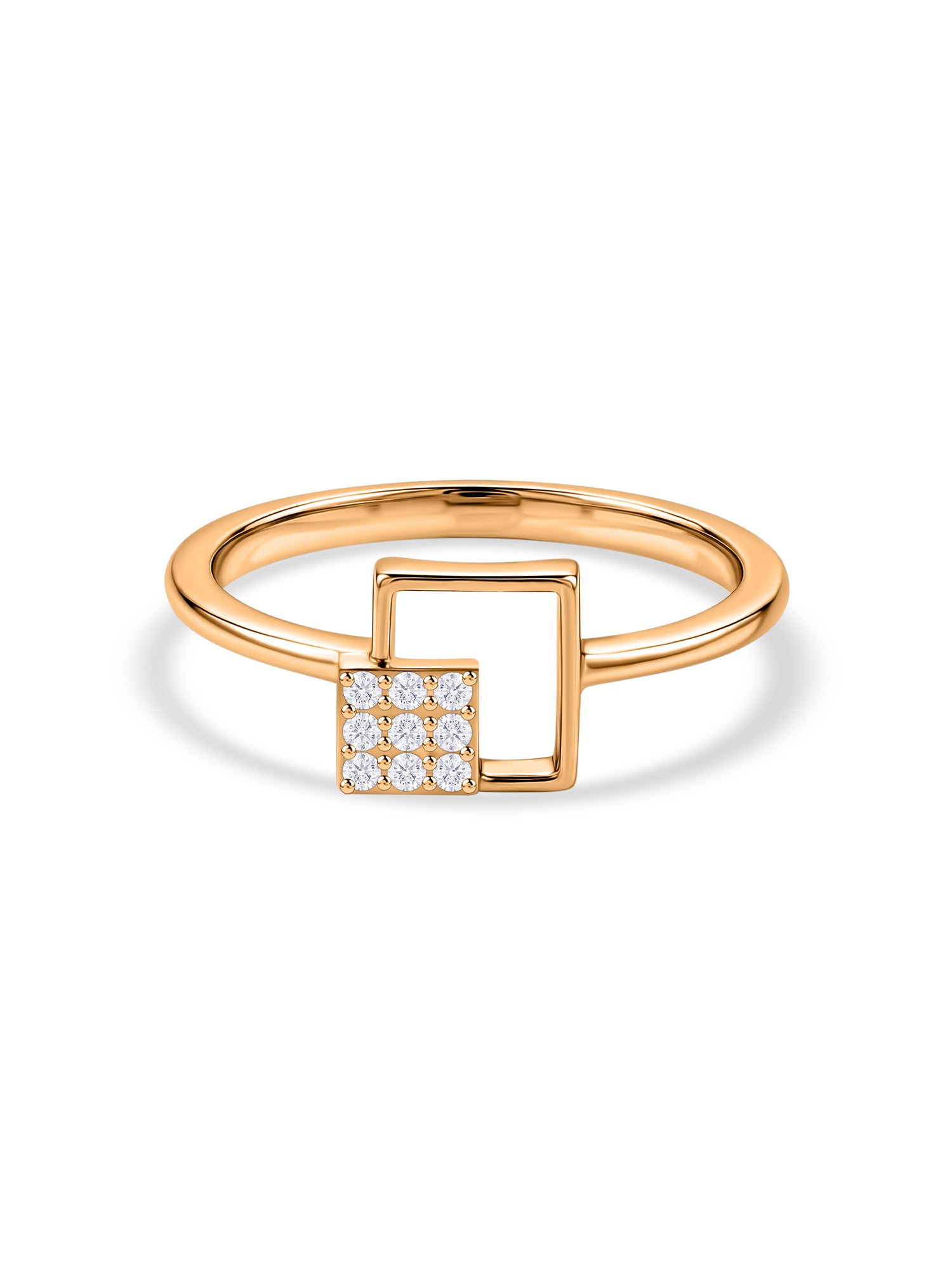 Offset Square Lab Grown Diamond Vermeil Gold Ring
