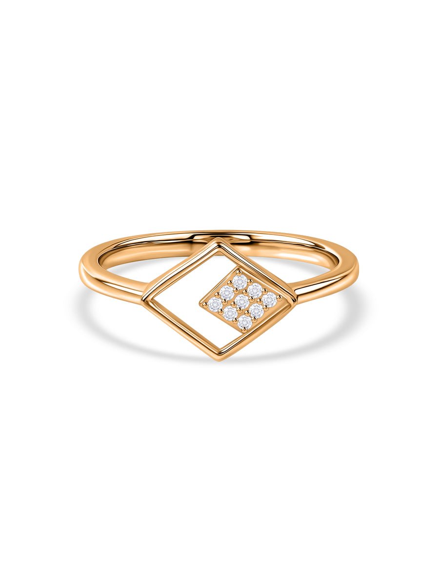 Lab Grown Diamond Square Frame Vermeil Gold Ring