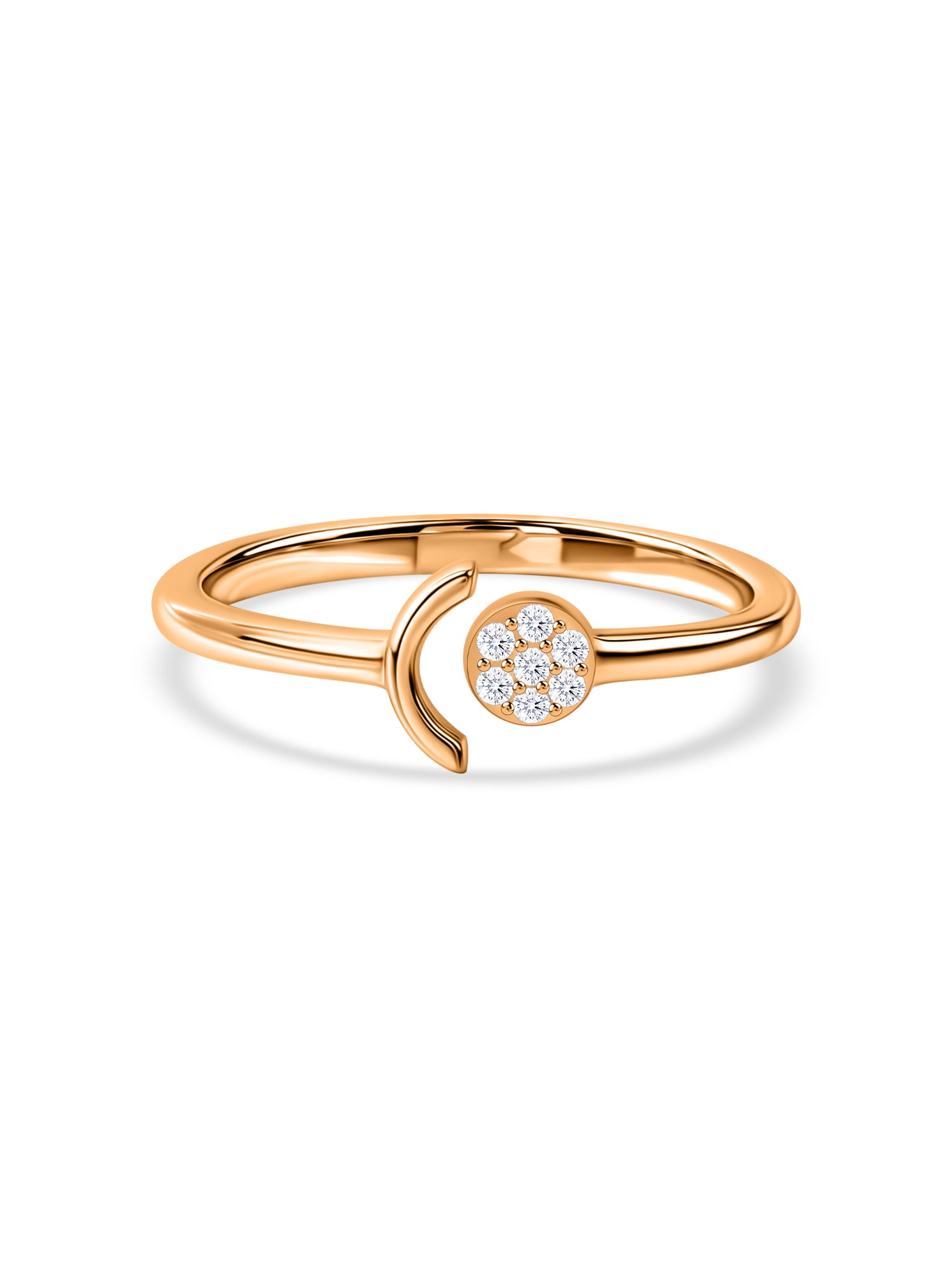 Crescent Accent Lab Grown Diamond Vermeil Gold Ring
