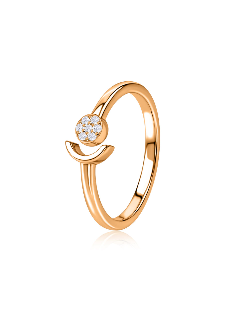 Crescent Accent Lab Grown Diamond Vermeil Gold Ring