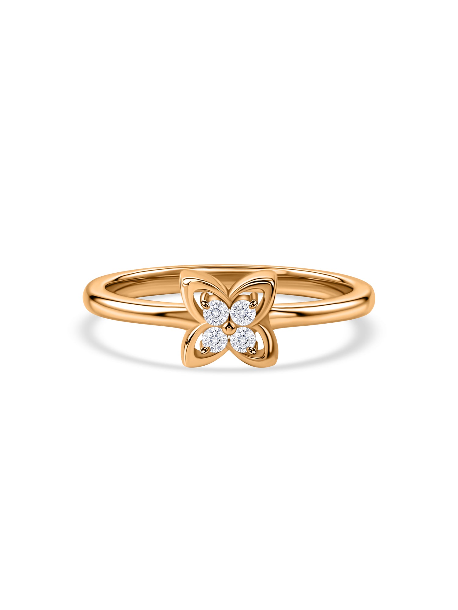 Four Petal Lab Grown Diamond Vermeil Gold Ring