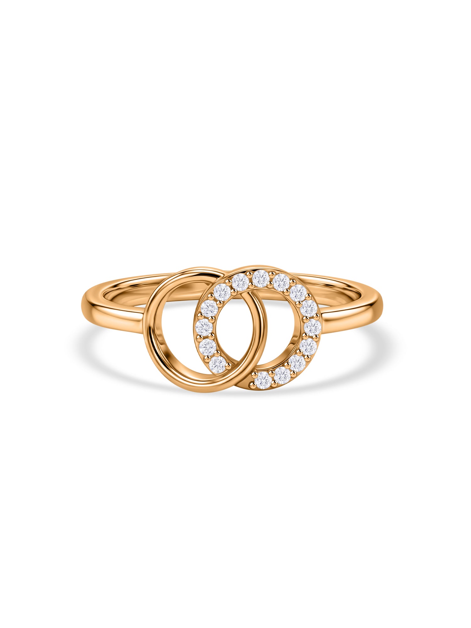 Interlocking Circle Lab Grown Diamond Vermeil Gold Ring