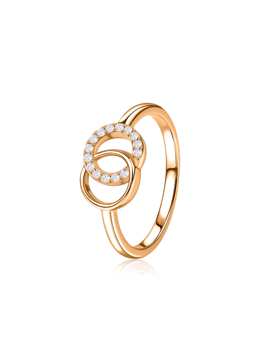 Interlocking Circle Lab Grown Diamond Vermeil Gold Ring