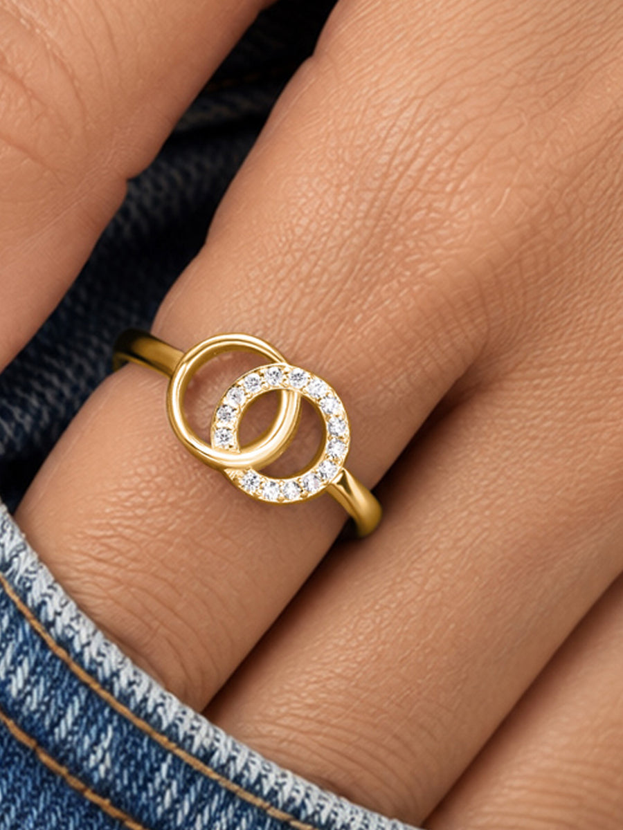 Interlocking Circle Lab Grown Diamond Vermeil Gold Ring