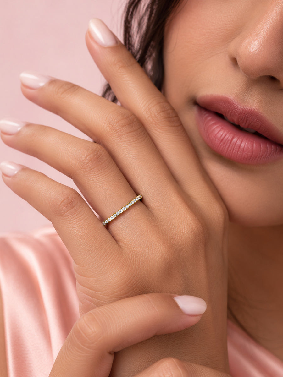 Lab Grown Diamond Eternity Vermeil Gold Band Ring