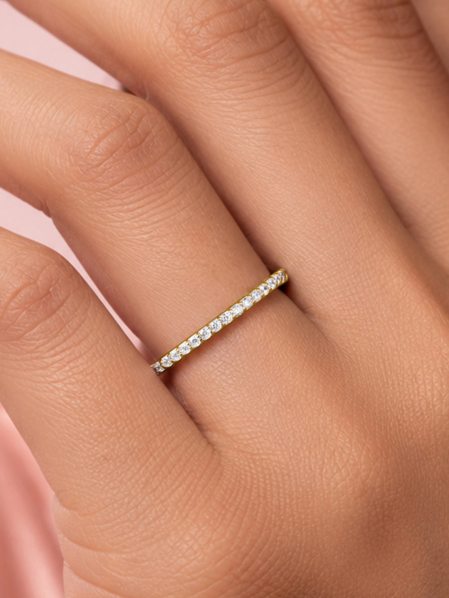 Lab Grown Diamond Eternity Vermeil Gold Band Ring