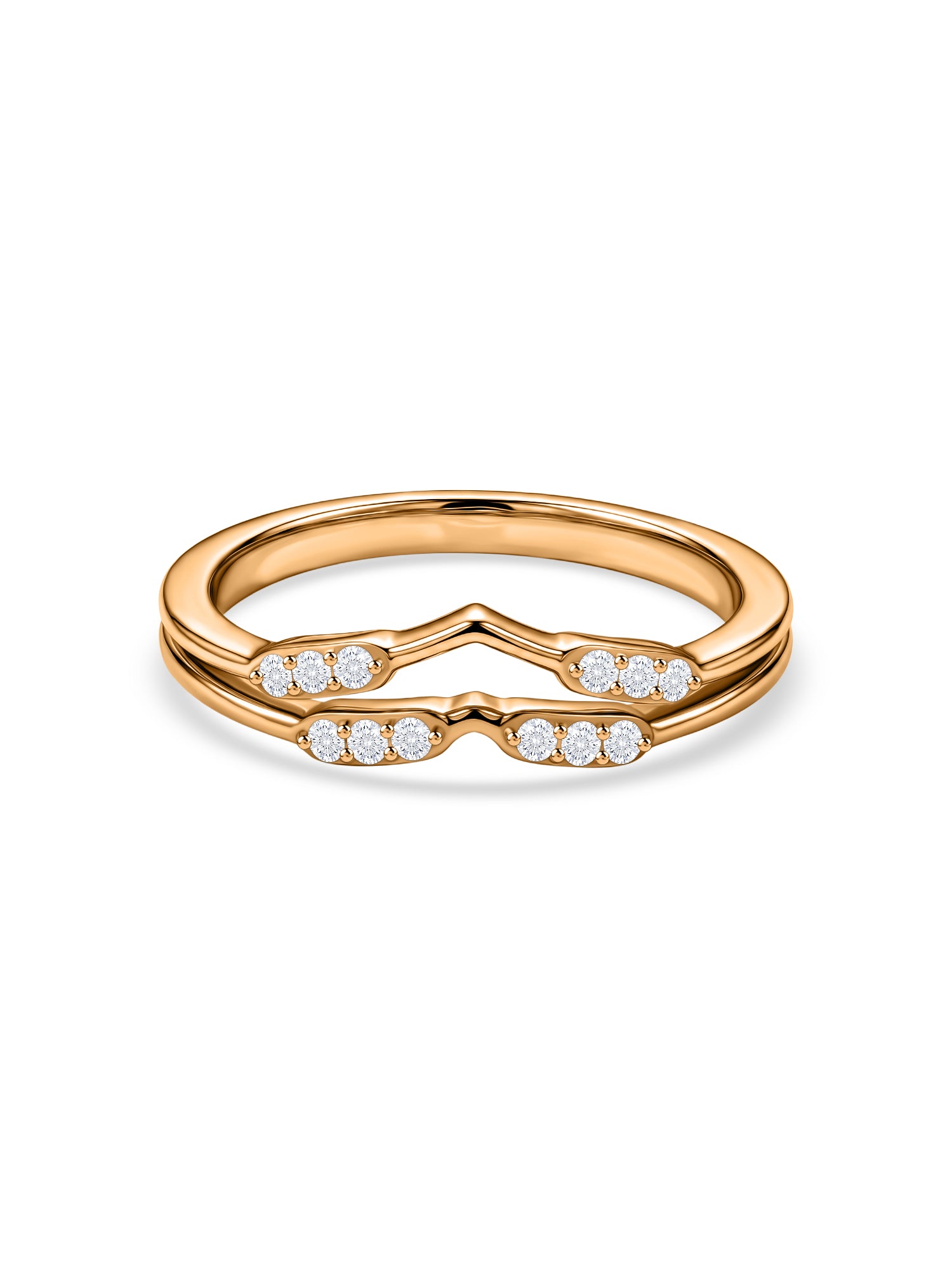 Twin Line Lab Grown Diamond Vermeil Gold Ring