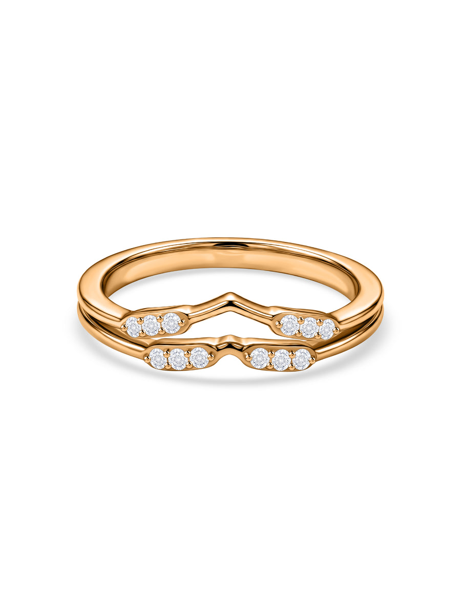 Twin Line Lab Grown Diamond Vermeil Gold Ring